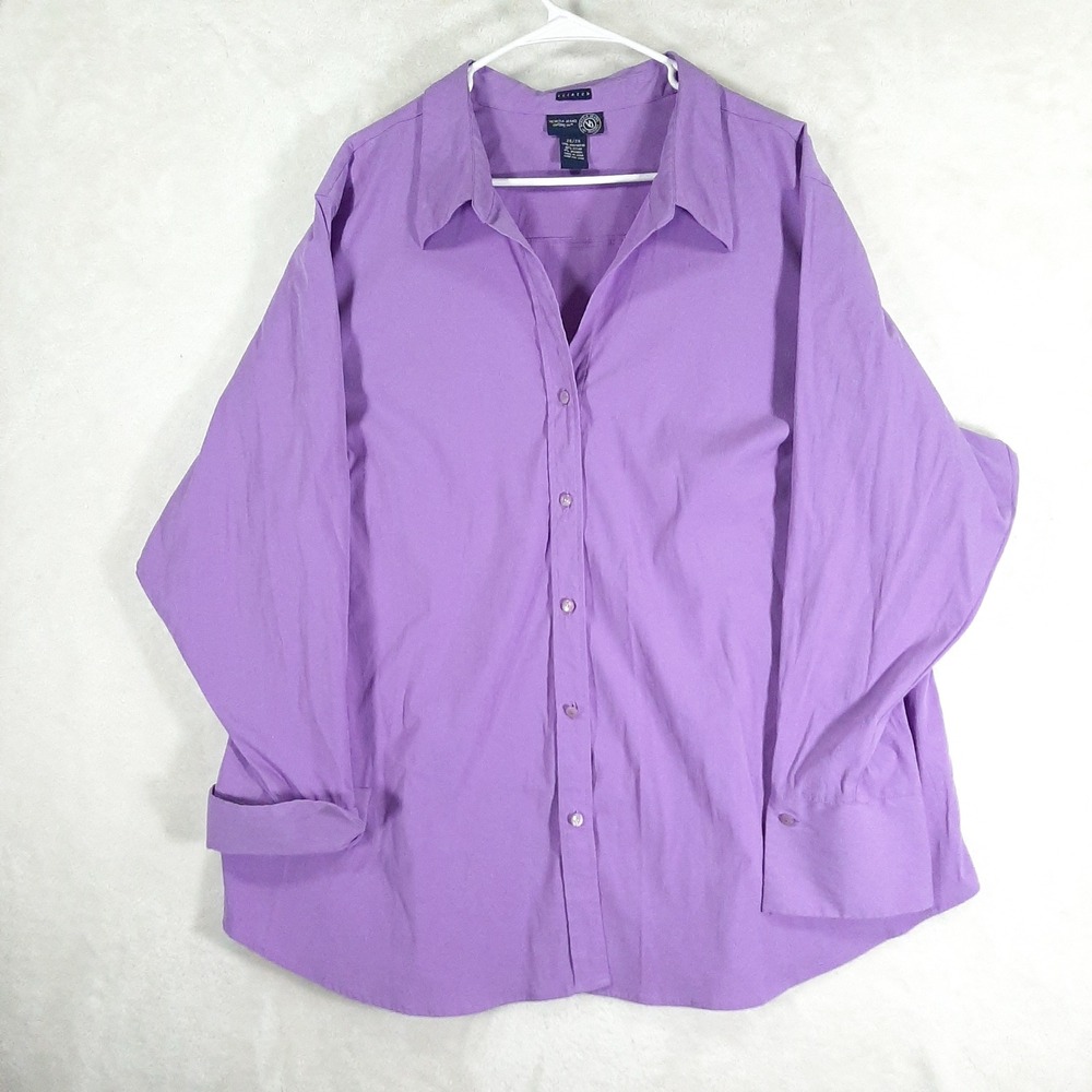 Venezia Jeans Purple Lavender Button Shirt Stretch Long Sleeve Plus Size 26/28 - Picture 1 of 7